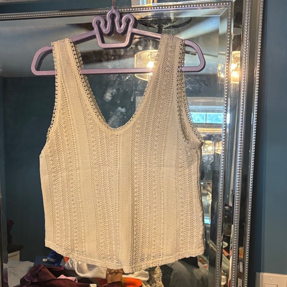 peace n’ love Tops - Elegant Cream Crochet Tank Top